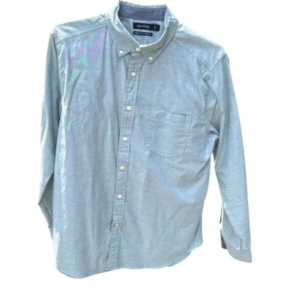 Nautica | Shirts | Nautica Classic Fitstretch Mens Button Down Dress Shirt  Size L Blue | Poshmark